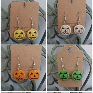 LOT OF 7 PAIRS OF JACK O LANTERN EARRINGS- PUMPKIN- HALLOWEEN- NEW
